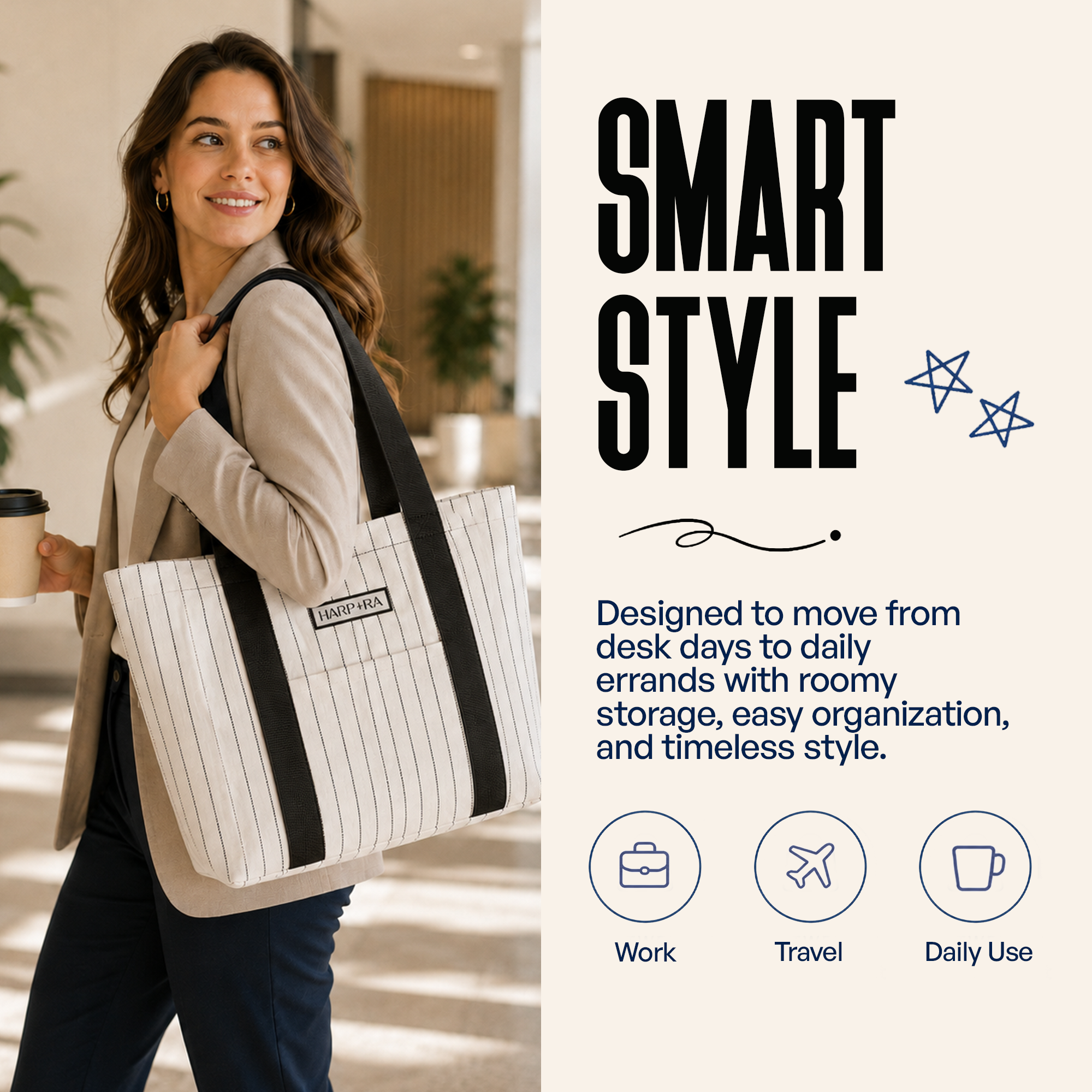 Traveller Tote In Black Stripe