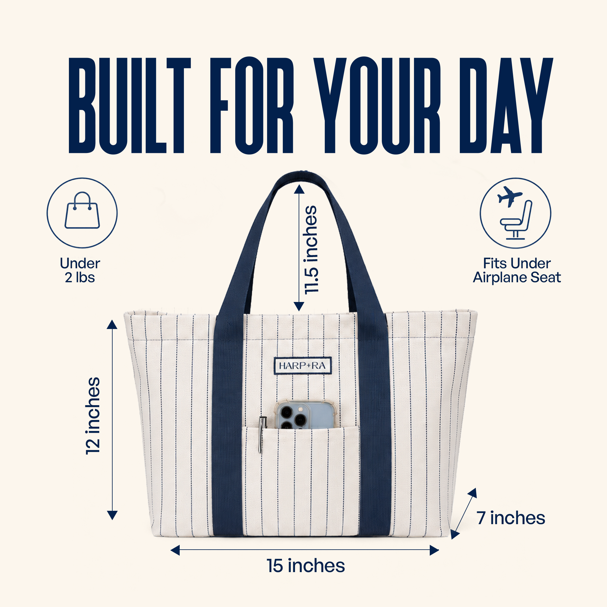 Traveller Tote In Navy Stripe