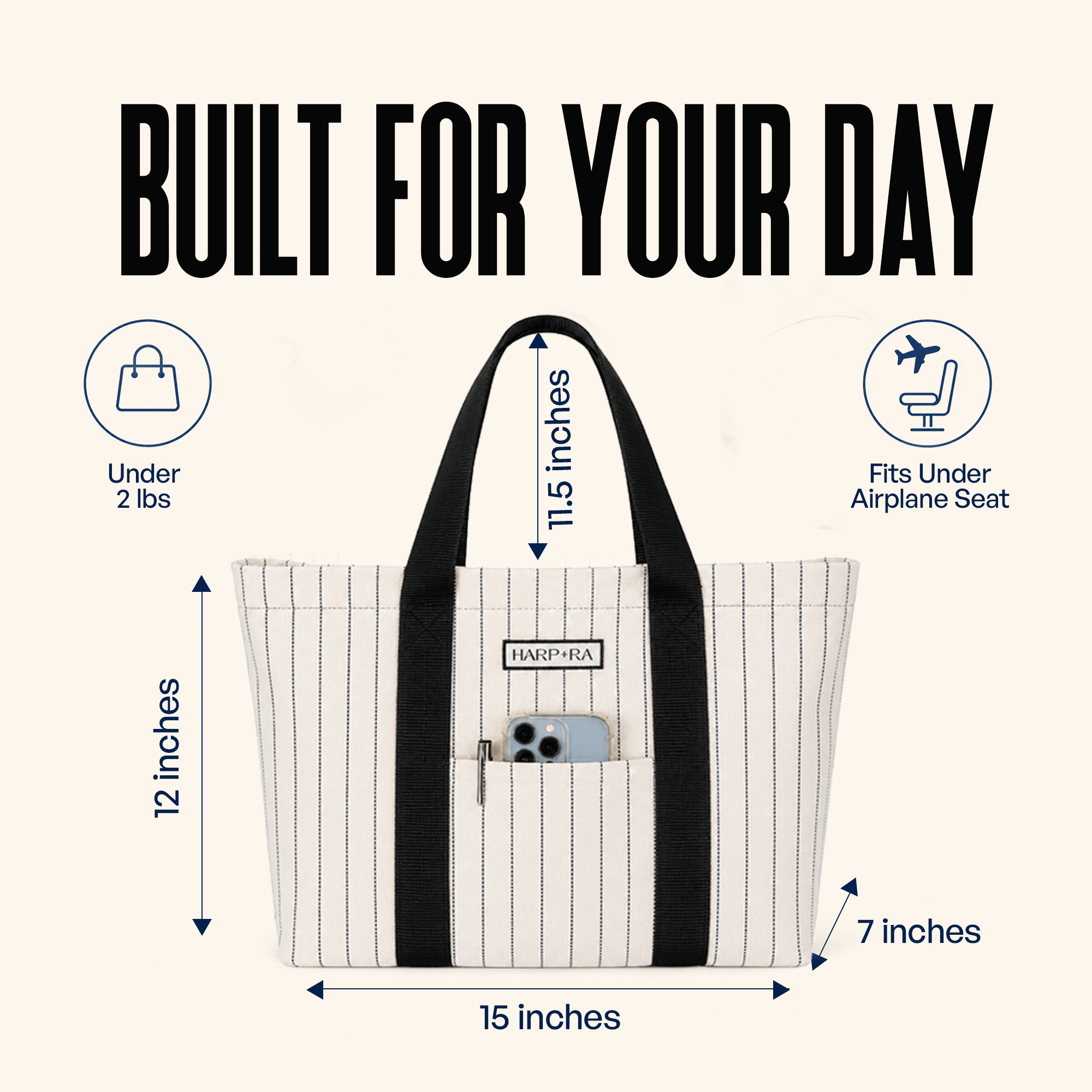 Traveller Tote In Black Stripe