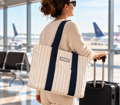 Traveller Tote In Navy Stripe