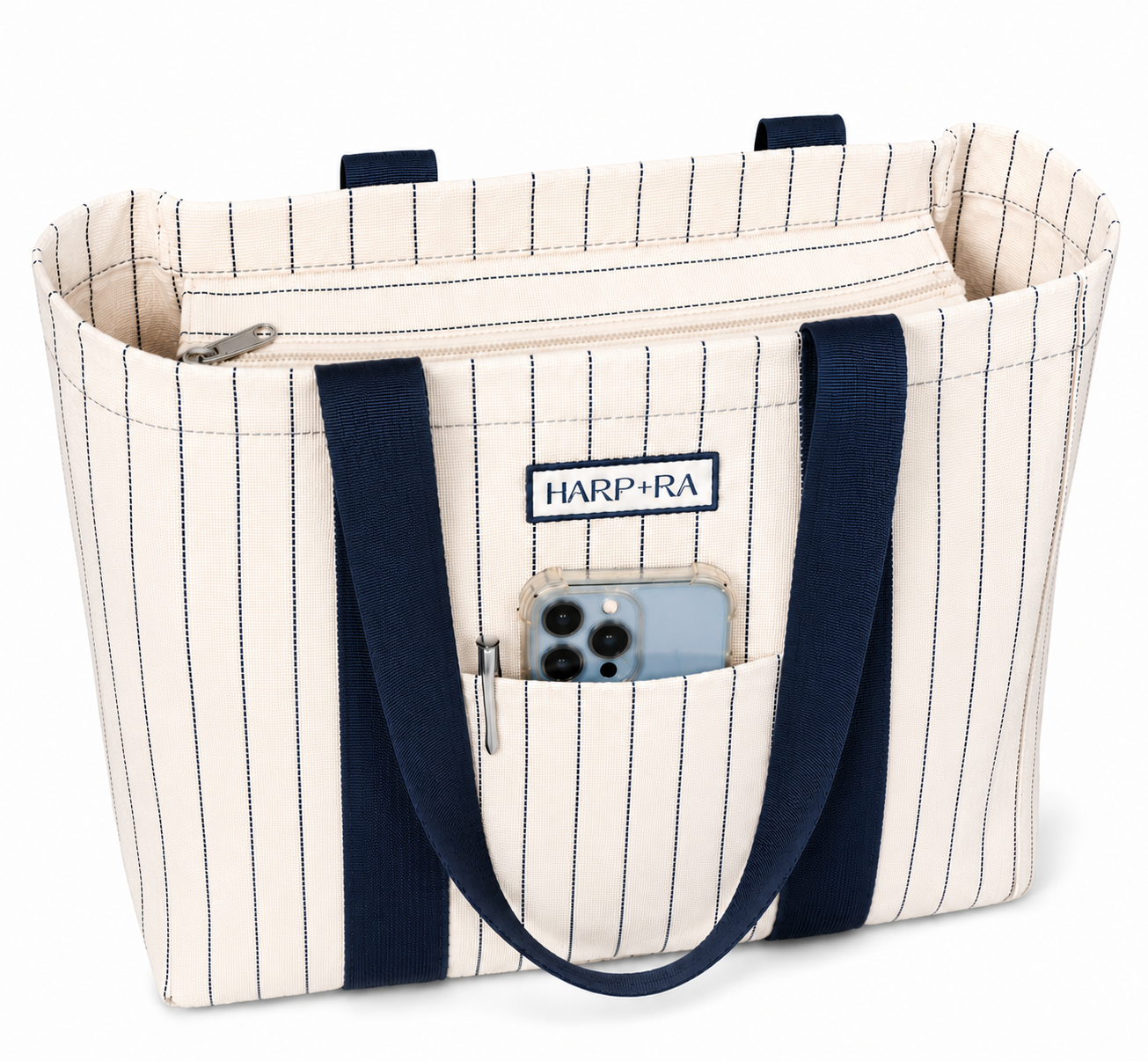 Traveller Tote In Navy Stripe
