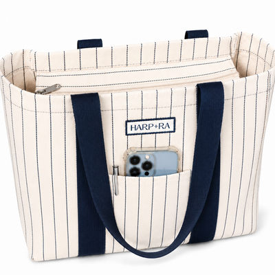 Traveller Tote In Navy Stripe